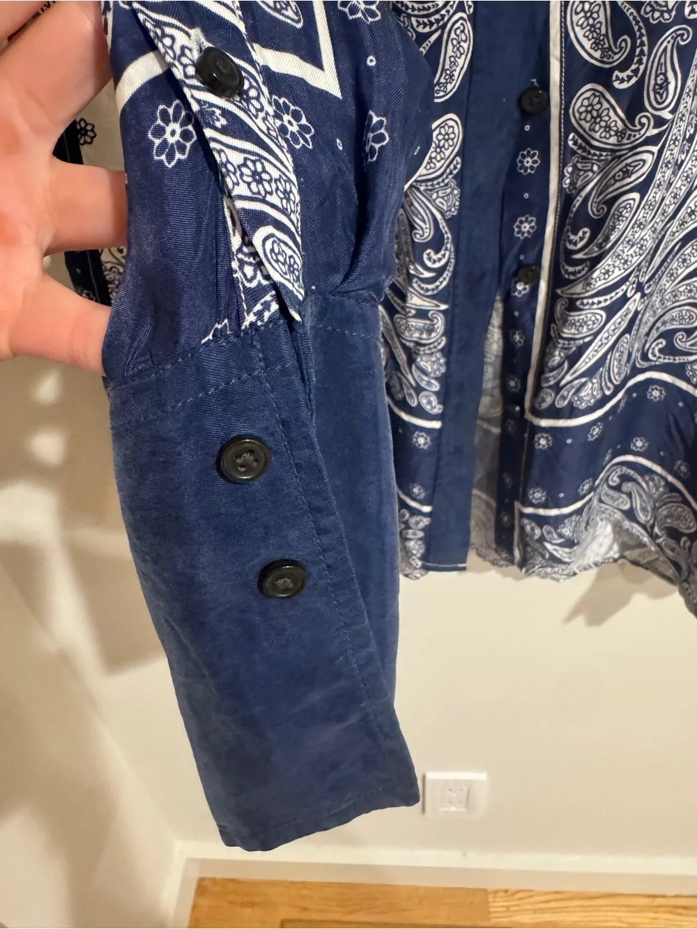 J.Crew Navy White Paisley Button-Up Shirt